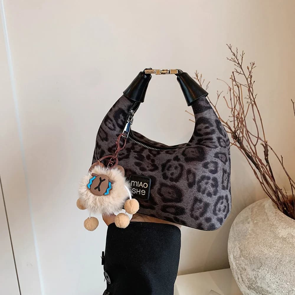 Sac à imprimé léopard style Y2K viral pour l'automne et l'hiver 2026 – Nouveau sac à bandoulière pol