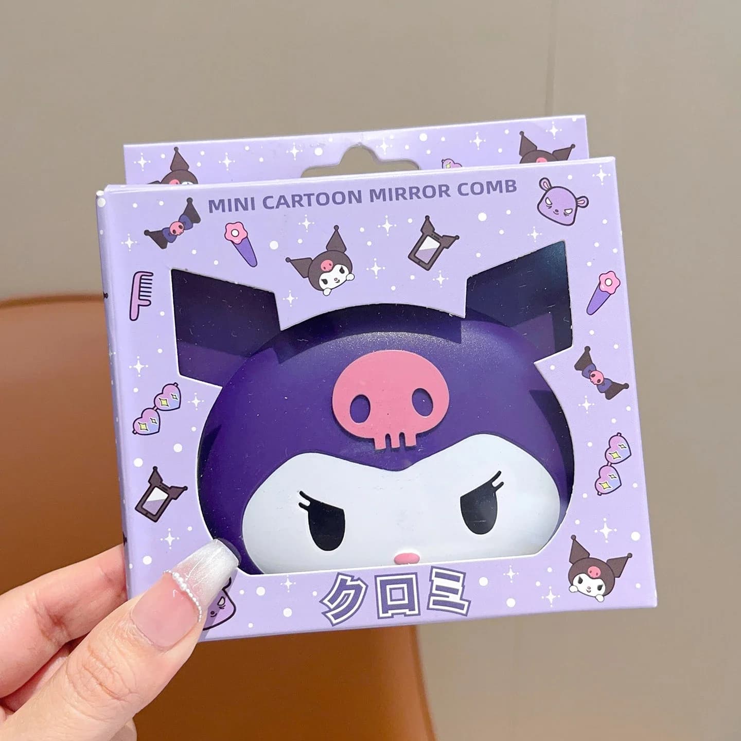 Ensemble miroir et peigne portable Kawaii Kitty, mignon miroir de maquillage compact pliable avec pe