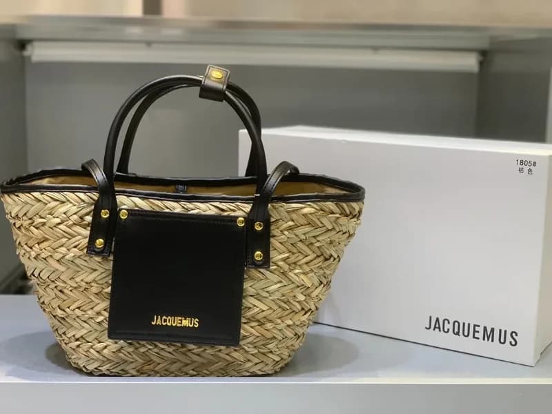 Sac Jacquemus en paille tressé, nouvelle collection limitée, élégant et décontracté pour les vacance