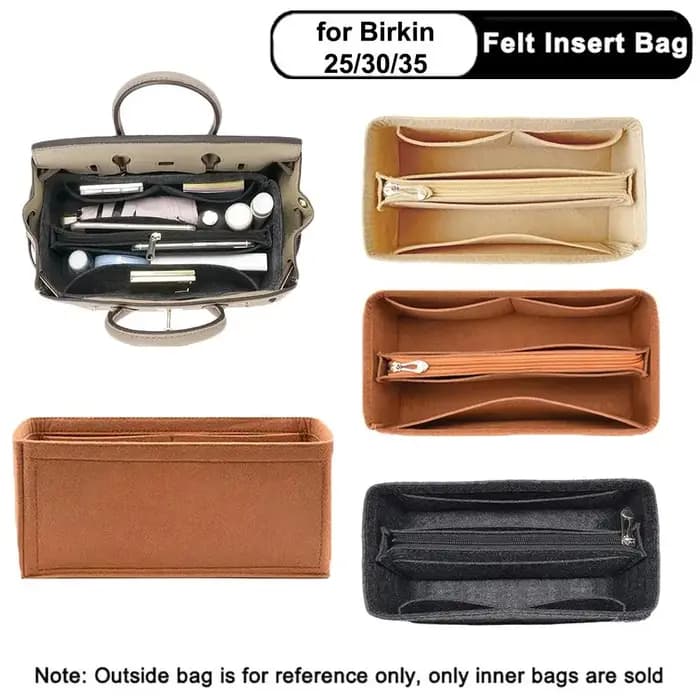 Sac intérieur multi-poches Birkin 25/30/35, sac de rangement, sac à main en feutre, doublure d'insertion