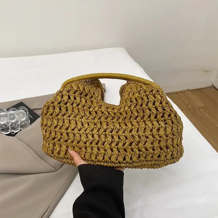 Pochette de plage d'été pour femmes, sacs à main tissés au Crochet, pochette en tricot froncée, nuag