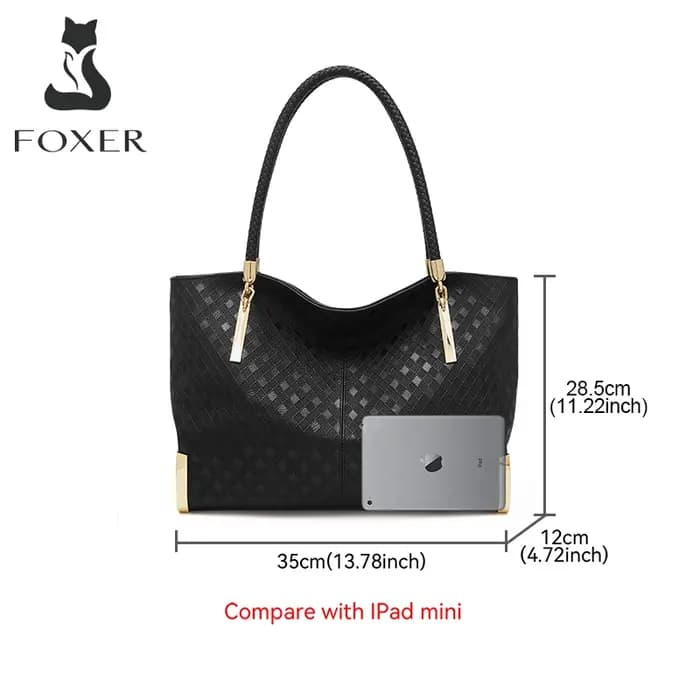 FOXER Sac à main en cuir véritable pour femme, design élégant et luxueux, sac à bandoulière pour fem