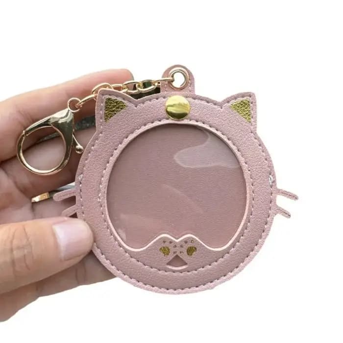 Mini pochette de présentation pour badges, en forme de chat, avec fenêtre transparente, protège-badge, porte-clés créatif de dessin animé, pendentif, accessoires de sac