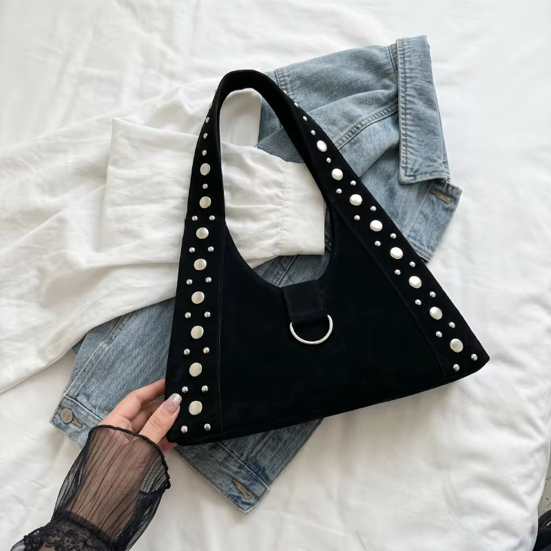 Sac à main vintage en cuir suédé pour femme, sac hobo tendance grande capacité, sac à bandoulière av