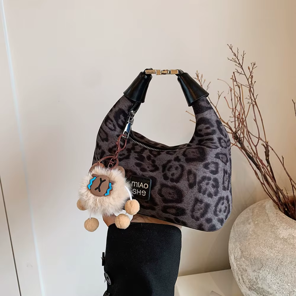 Sac à imprimé léopard style Y2K viral pour l'automne et l'hiver 2026 – Nouveau sac à bandoulière pol