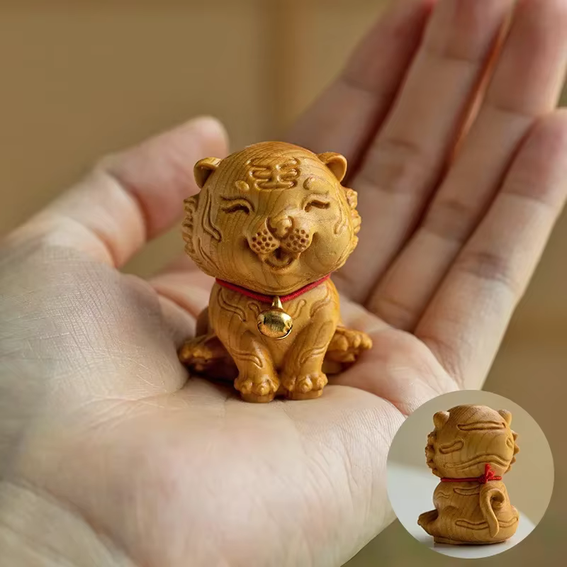 Mini figurines mignonnes en bois des 12 signes du zodiaque : serpent, dragon, rat, lapin, chien, poussin, singe. Décoration de bureau amusante, décoration d'intérieur, cadeau d'anniversaire.
