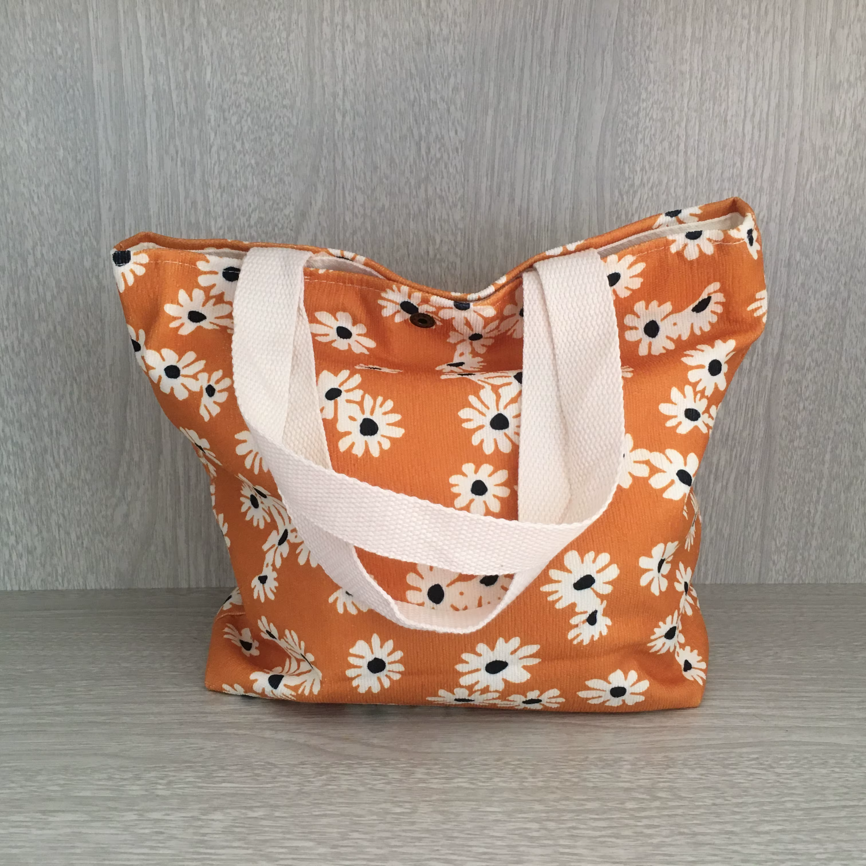 Sac fourre-tout en velours côtelé pour femmes et filles, motif petites fleurs vertes, marguerites bleues, roses rouges, portable