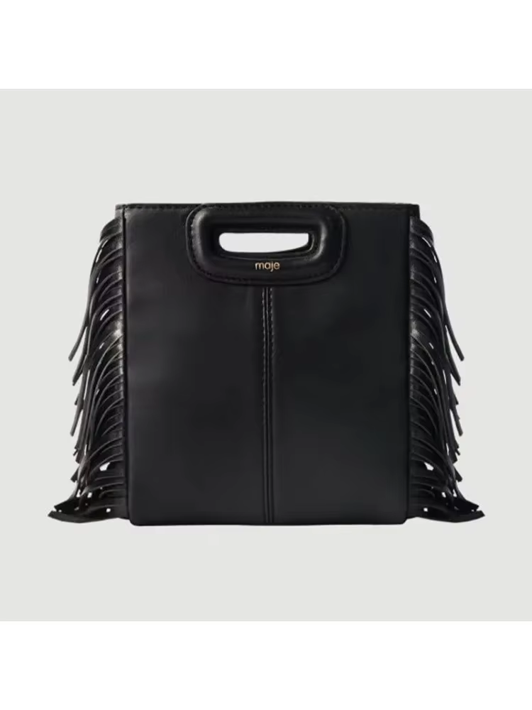 Sacs à main Maje, nouveau sac à franges tendance pour femmes, sac bandoulière en cuir PU noir MAJE, sac à bandoulière rétro au design luxueux